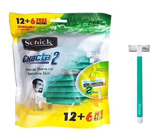 Schick American Imported Razor - Exacta2 12+6 Disposable Razor for Men (Pack of 1)